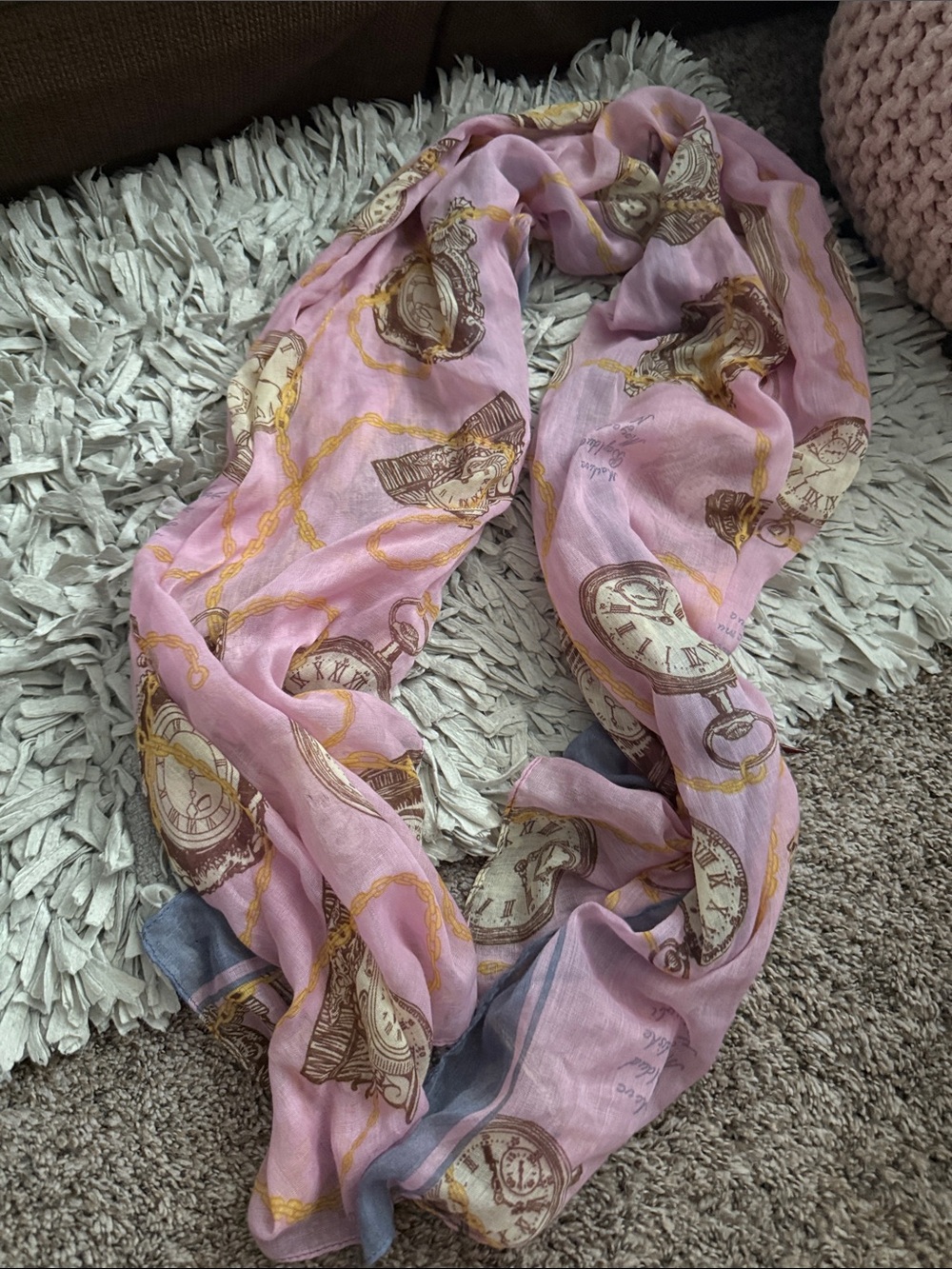 Huge Pink Pocket Watch Print scarf